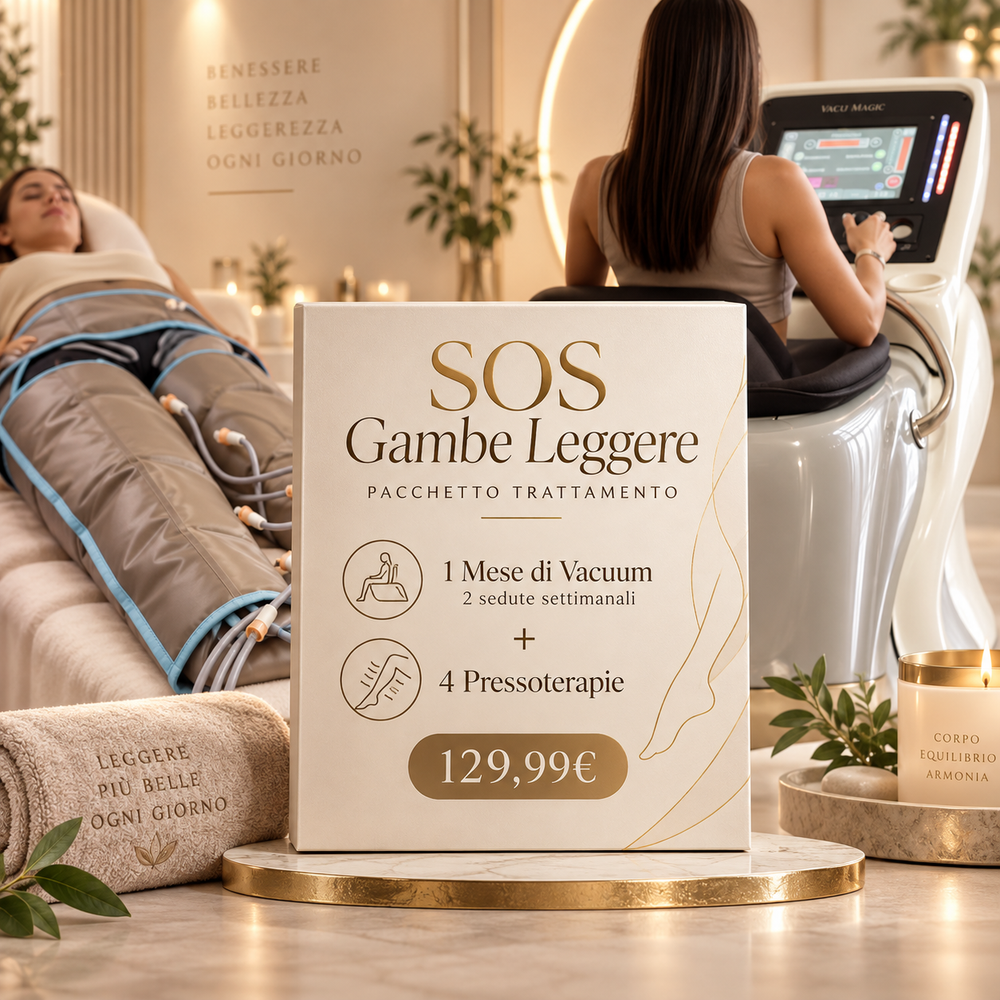 SOS Gambe Leggere – 1 Mese di Vacuum + 4 Pressoterapie