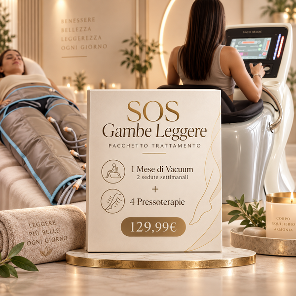 SOS Gambe Leggere – 1 Mese di Vacuum + 4 Pressoterapie